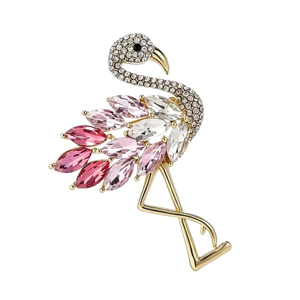 Flamingo-nål med simulerte diamanter festtilbehør