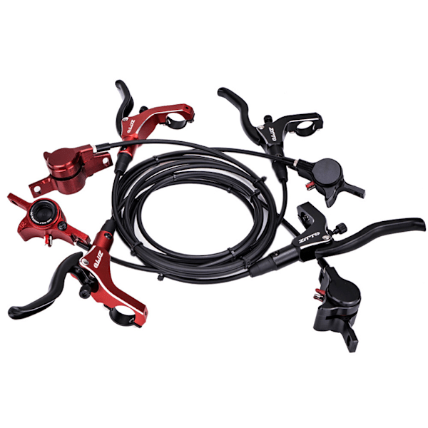 MTB hydrauliske skivebremser foran og bak - sett for terrengsykler Red Brake + Disc