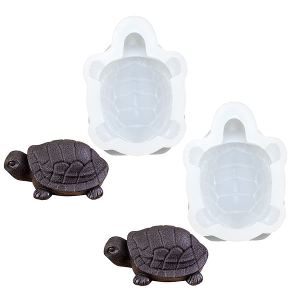 Sæt med 2 skildpaddeformede silikoneforme, chokoladeforme, silikonebageforme
