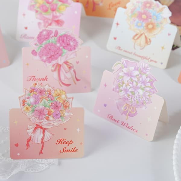 8 stykker små blomstertema-lykønskningskort foldbare notekort til mor veninde
