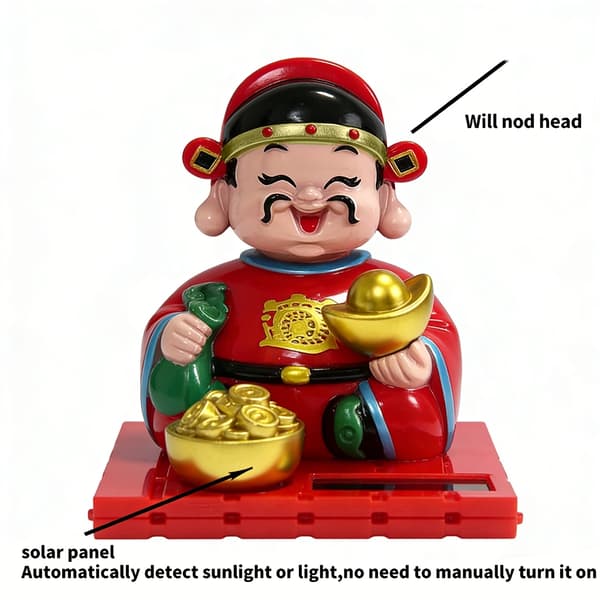 Enkel installation Soldriven Automatisk Nickande Lyckogud-figur