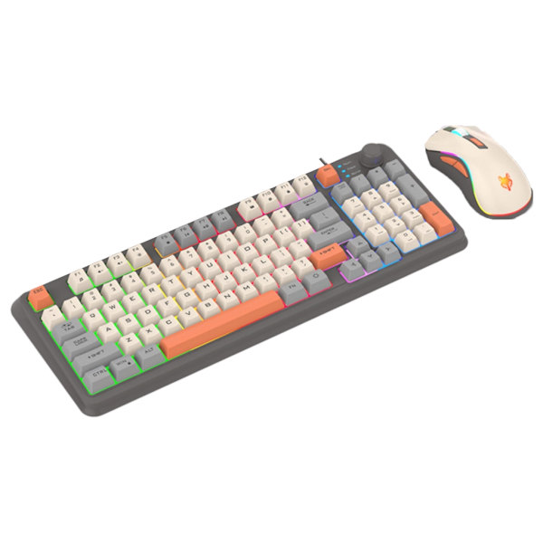 94Keys K820 Gaming Tangentbord och Mus Set 3 Färgmatchande Mixed LED Light 19 Keys No Conflict RGB Bakgrundsbelysta tangentbord
