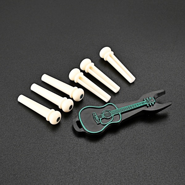 6 stk gitarbro-pinner, endpin, akustisk gitar, 6 strenger, spikerplugger, erstatning