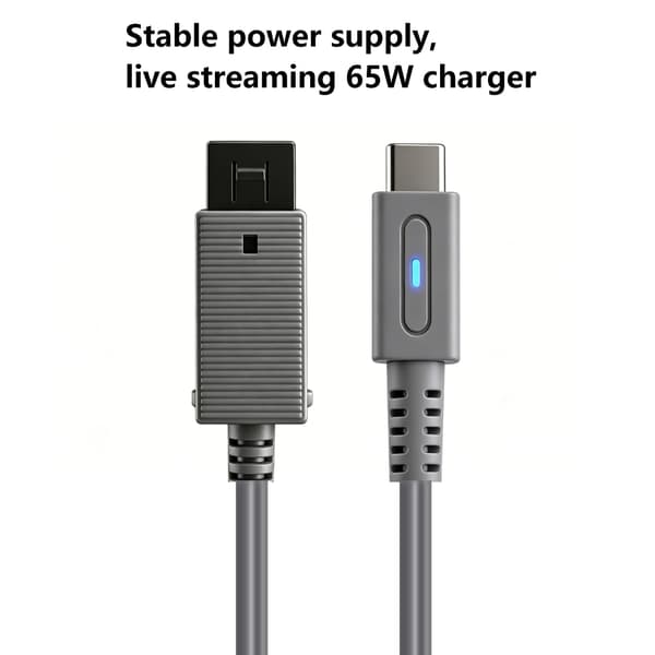 Spillekonsol Opladerkabel Ledning 1.8M USB Type C Strømkabel Grå