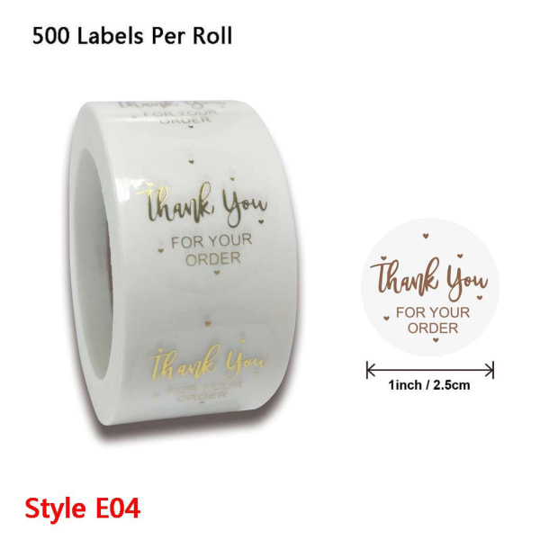 500 st Tack för din beställning klistermärken Guldfolie sigill etikett för liten butik bröllopskuvert brevpapper klistermärke null - E-04
