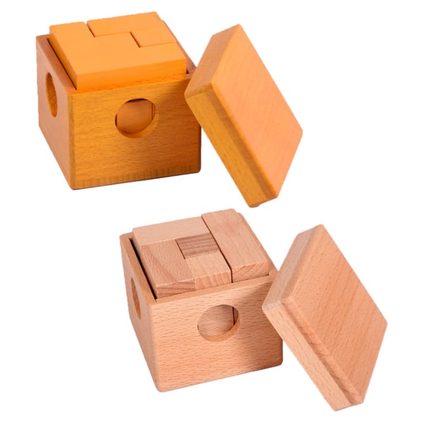 7 Boxed Cube Soma Cubes Vuxen Pussel Träleksak Alm Träblock