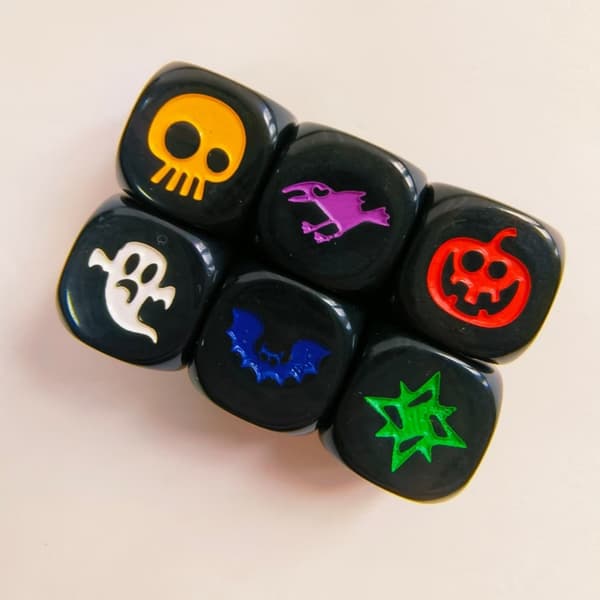 10 stk. 16 mm seks-sidede terninger akryl terninger Halloween græskar terninger spil terninger