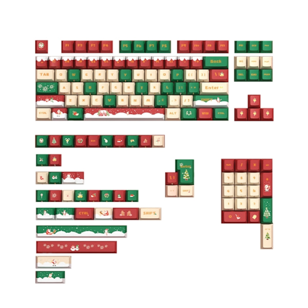 Snygga nyckelkapslar med jultema för mekaniska tangentbord Keycap 142PCS