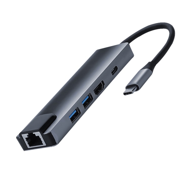 USB Hub 3.0, 5 i 1 USB C Hub-adapter med 65W PD-laddningsport och 4K för HDMI-port för bärbar dator, PC, U Disk, tangentbord