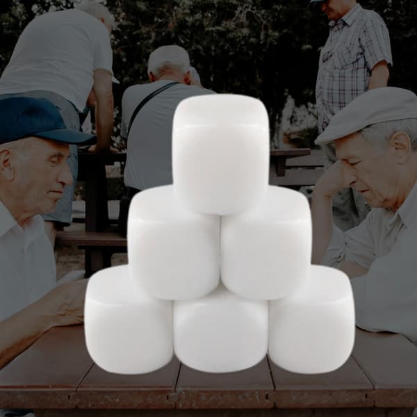 10 stk. Runde Blanke Seks-Sidede Terninger Blank Hvide Terninger Kube Spil Undervisningskube