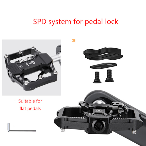 Sykkelpedal 3 Lager MTB Aluminiumlegering Palin Pedal Sykkeldeler Black