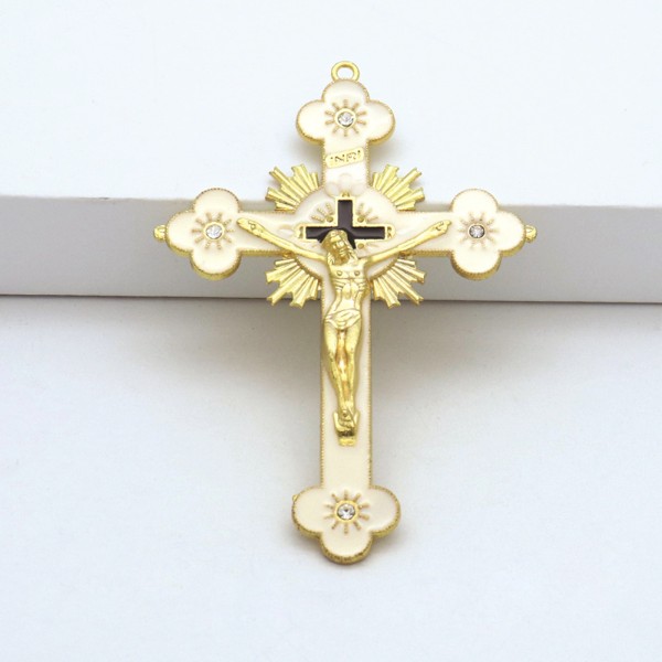 Metall Emalj Kristall Blomma Krucifix för Kors Andlig Religiös Jesus Katolsk Välsignelse Tro Gåvor Bön Kyrka dec null - 1