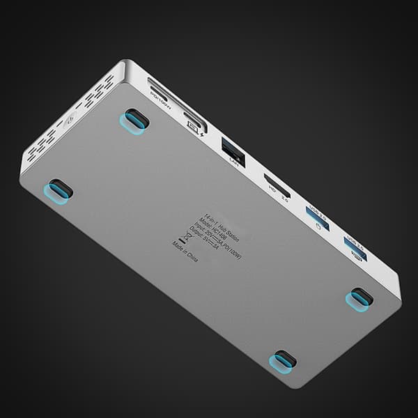 14-i-1 USB C Dock Aluminium 4K HDTV 10 Gbps USB 3.2 Gen2 100WPD til bærbar computer