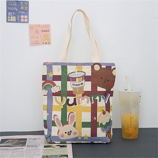 Handväska Mobilväska för flicka Kvinnor Student Mångsidig Bucket Bag Canvas Bag E
