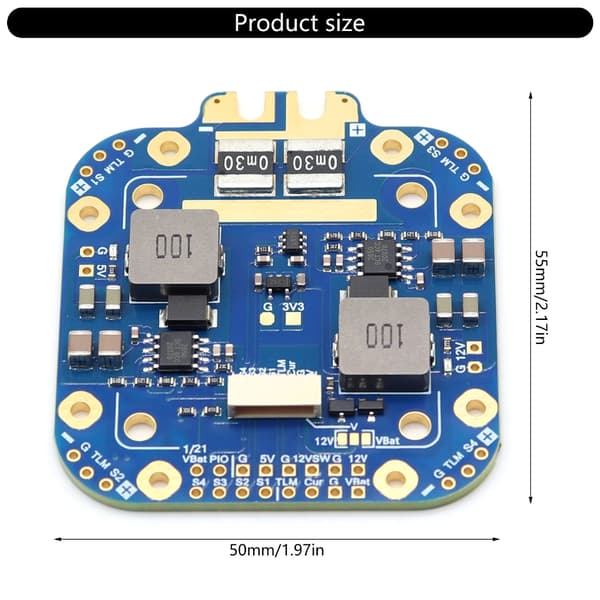 FCHUB-12S V2 5V 12V Output 440A Strømsensor til Fjernstyrede Droner Multirotor