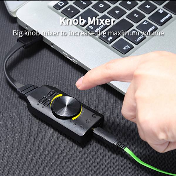 GS3 Virtuelt 7.1 Kanals Lydkort Adapter USB Audio 3.5mm Hodetelefon for Bærbar PC