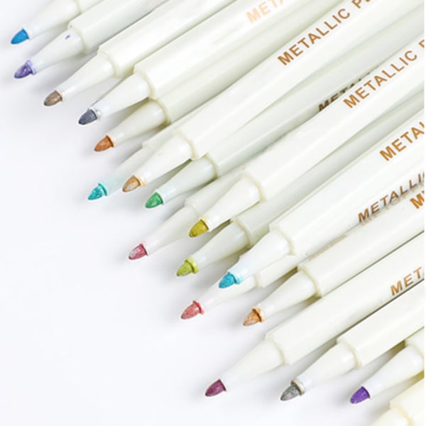10/12/15/20/30 Färger Metallic Micron Pen Detaljerad Metal Paint Maker DIY Album 12 colors