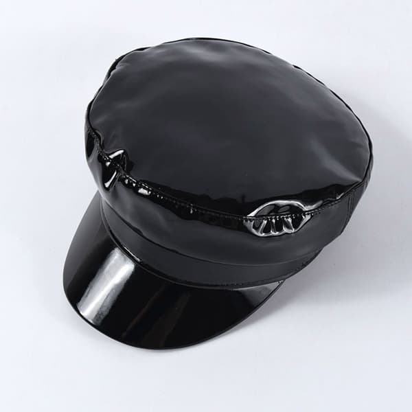 PU Beret Mørk Malerhatt Britisk Flat Hatt Cabbie Hatt for Daglig Bruk
