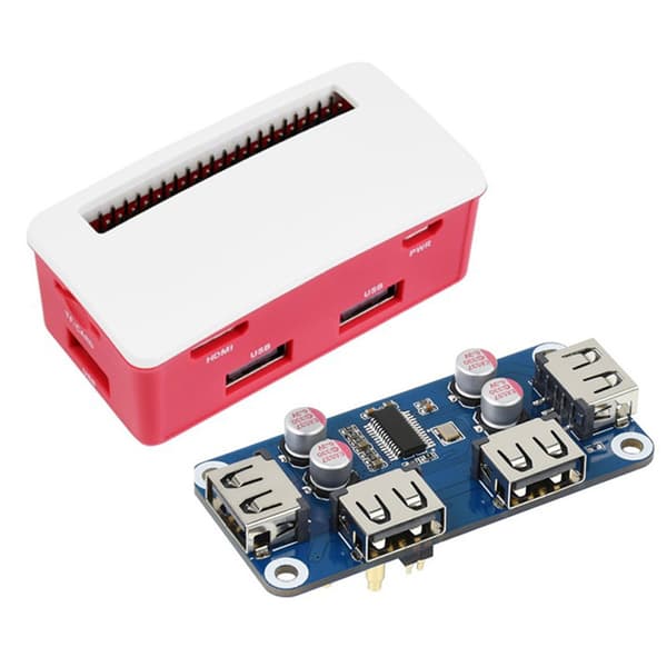USB HUB HAT Startsett for utvidelseskort for RPI 0 Raspberry Pi Zero 2 W WH 3A 3B Plus 3 Model B 4 4B Tilbehørsboks