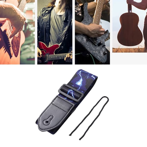 Justerbar Gitarrrem Ersättningsbälte med Läderände Gitarrtillbehör
