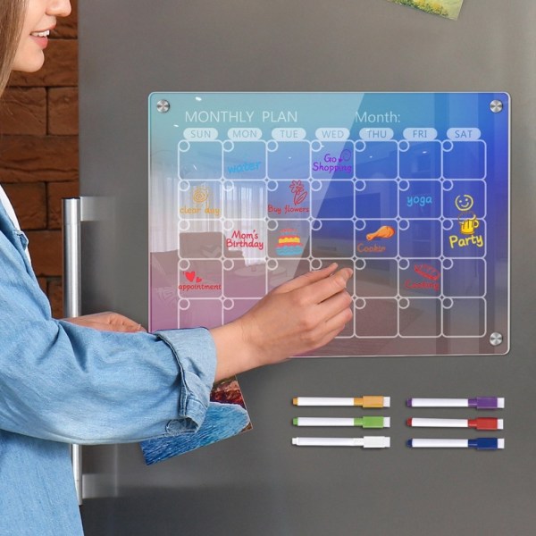 Magnetisk kalender Whiteboard Kylskåp Veckomånadsplanerare Kalender för kök Inköpslista Att göra-lista null - HCTYU387 small