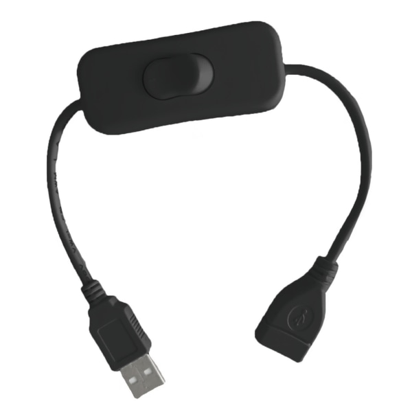 30 cm USB kabel med strömbrytare USB2.0 adaptersladd hane till hona förlängningslinje Black
