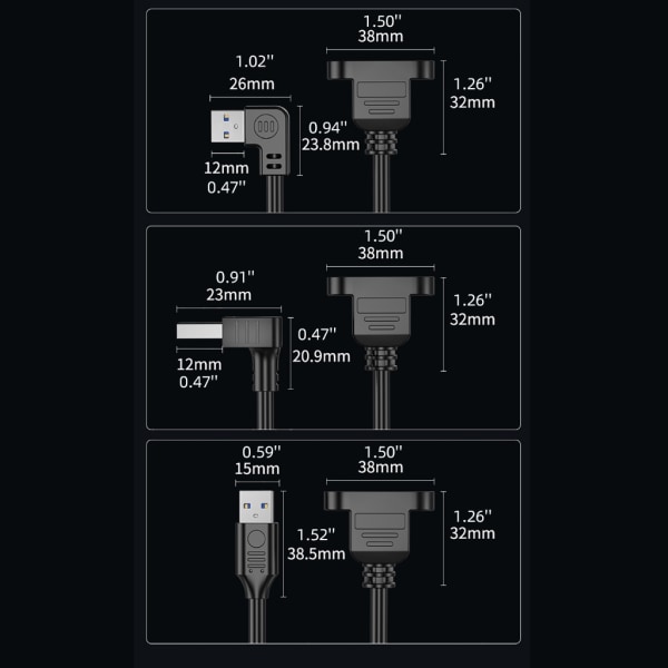 USB3.0 hane till hona kabel USB3.0 förlängningssladd 5 Gbps höghastighetsöverföring null - Up 15cm