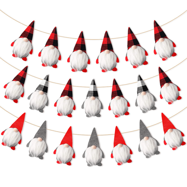 Merry Christmas Gnomes Garland för Banner Pläd Gnome Hängande Flaggor Holiday Party Dekorationer Xmas Ornaments null - 2