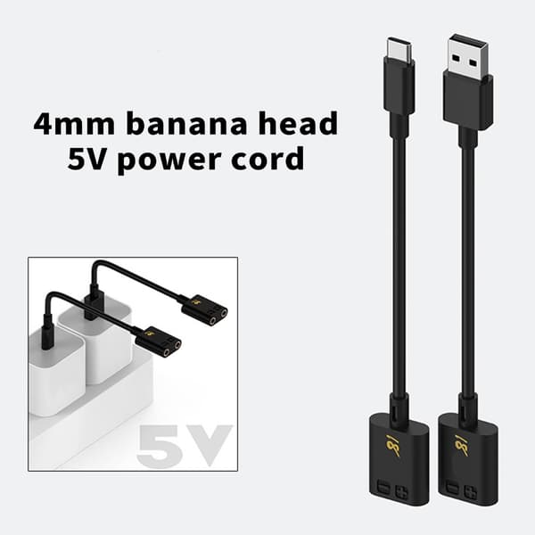 Profesjonell 5V strømforsyningskabel 20 cm lengde med 4 mm bananplugger
