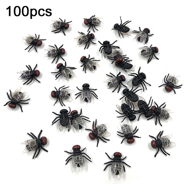 100 stk falske fluer plast halloween-simulert insektfluebugs spøk leker prank