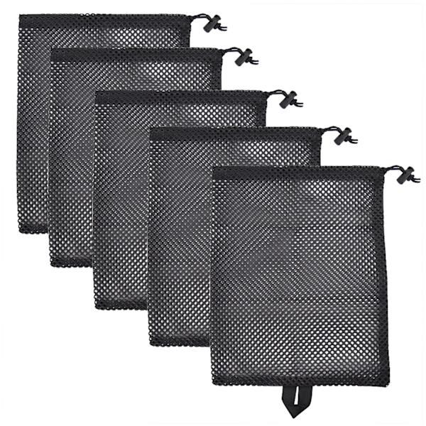 Sort Mesh Indkøbsnet, Miljøvenlig Foldbart Mesh Net, 5 stk.