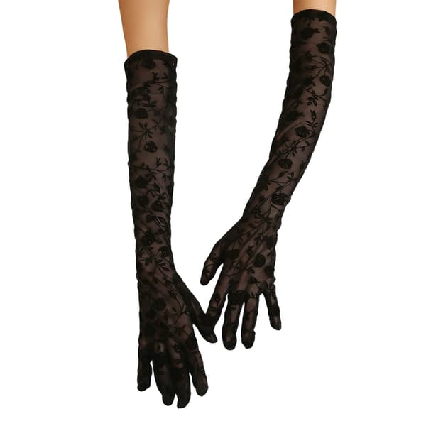 1 par elegante blondehandsker til kvinder, korte handsker, elegante blomsterhandsker til bryllupper