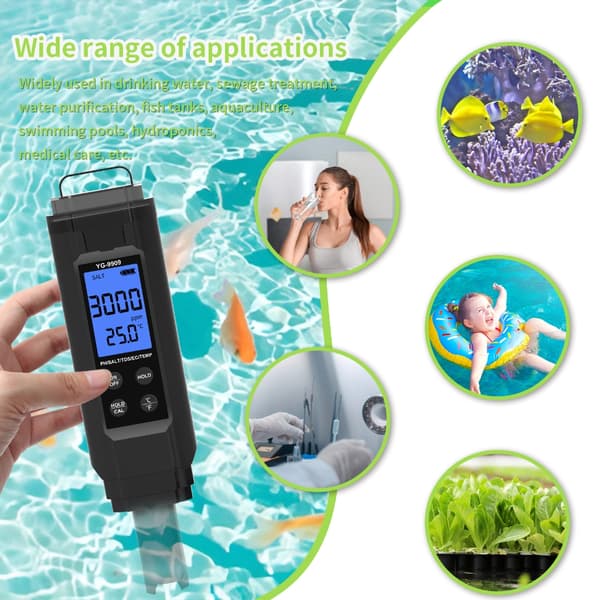 Digital vannkvalitetstester for TDS temperatur salinitet multifunksjonsdesign