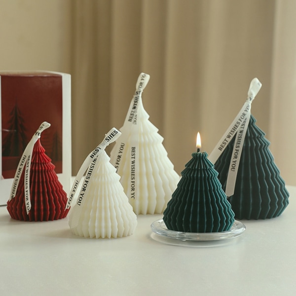 Kreativt juldoftljus Unik julklapp för kvinnor, festljus i 3D-form för festlig dekoration White