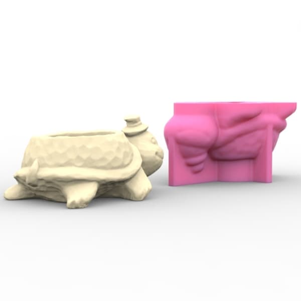 3D Turtle Animal Gips molds för att göra suckulenta blomkruka