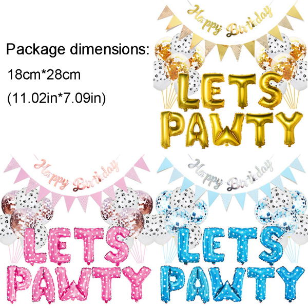 Sällskapsdjur födelsedag dekoration set med födelsedag för banner Folie Ballonger Bunting Flaggor Toddler Födelsedagsfest tillbehör för katt Yellow