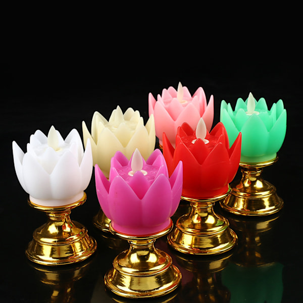 Elektrisk Buddha Lotus Light Batteridriven Bön Flicker LED Candle Tea Lamp Pink