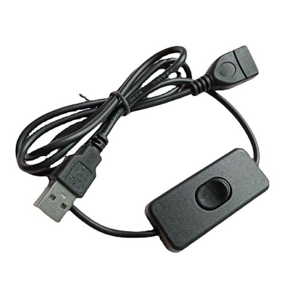 USB uros-naaras-jatkojohto, jossa on/off-kytkin ajotallentimelle, LED