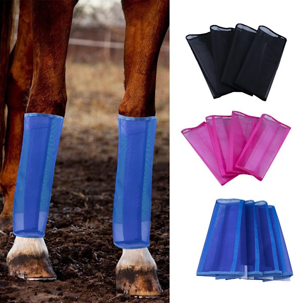 4 st/förpackning flugboots för hästar mesh flug leggings andningsbara hästboots Pink