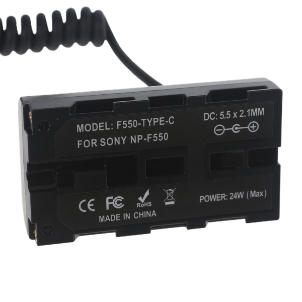 USB C till NP-F550 Dummy-batteri Låg temperaturtolerans Power kameran