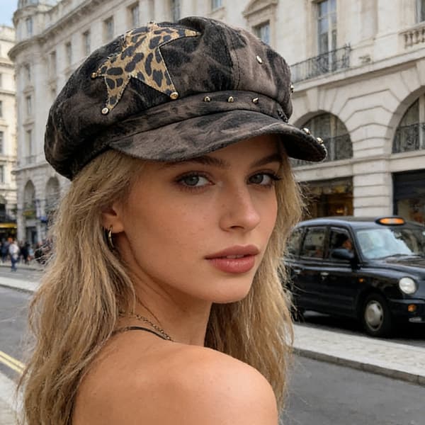 Mørk Baret Cabbie Hat Oversized Malerhat Kunstnerhat Afslappet Mode