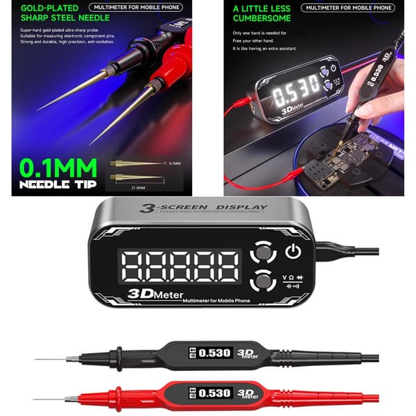 Multifunktionell Digital Testare 2000mAh Batteri Elektrisk Komponentmätning