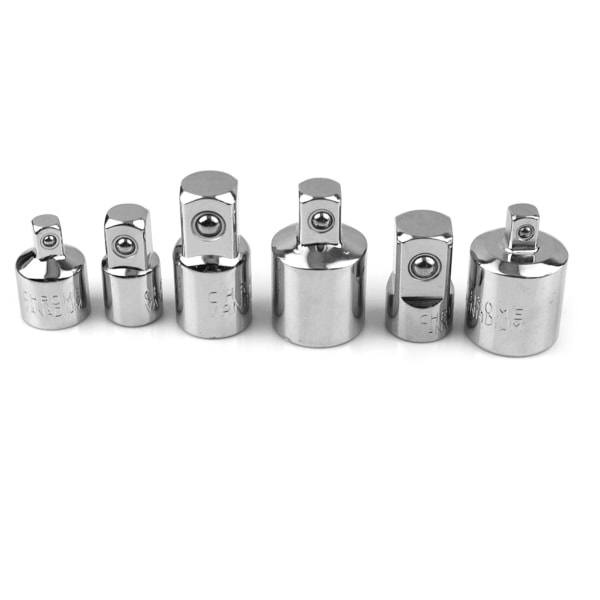 6 stykker skraldenøgle socket konverter til hovedhylsteradapter 1/2" 3/8" 1/4"