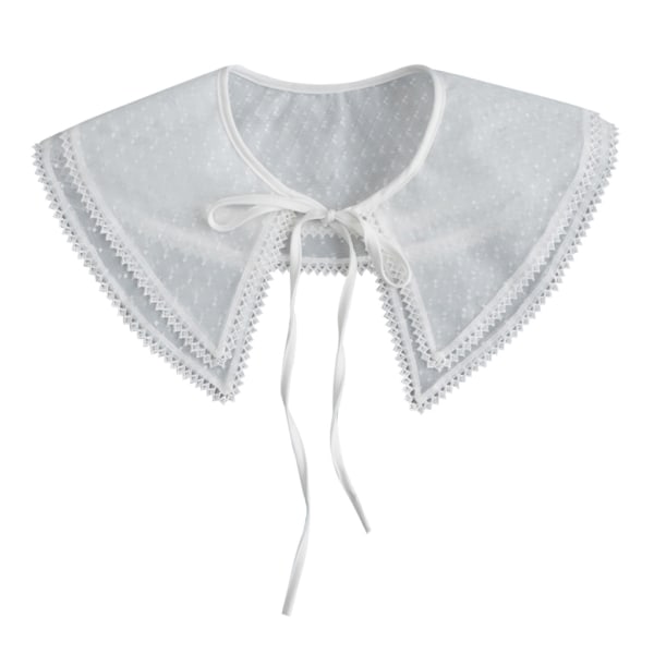 Kvinnor Flickor Söt falsk krage Spetstrim Nätgarnkrage Kawaii studentkrage slipsskjorta Tröja dekorativ vit sjal