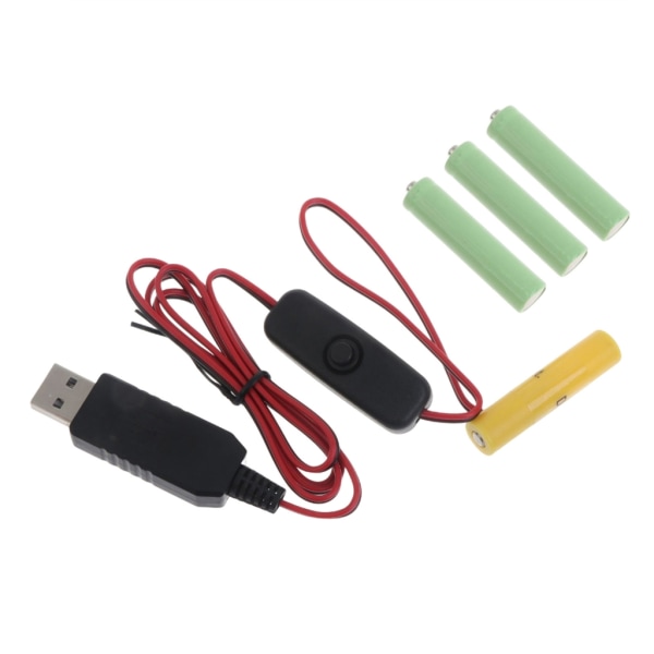 2M Type C USB til 6V AAA Dummy Battery Eliminate-kabel med bryter for fjernkontroll Radio LED-lys