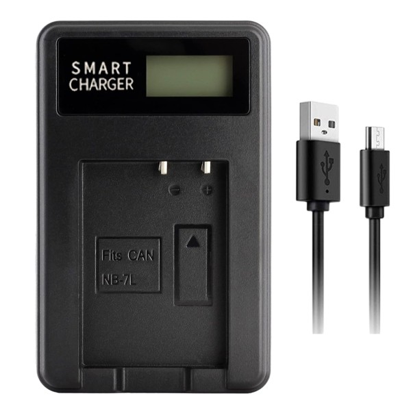 Bærbar NB7L LCD-skjerm USB-kamera batteriladere for G11/G12/SX30 kameraer Praktisk ladestrømforsyning