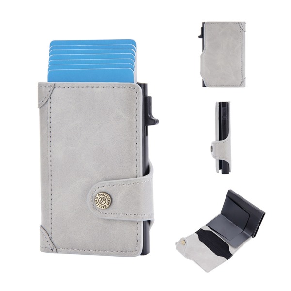 PU RFID blockerande pengar plånbok Automatisk pop-up kreditkortshållare för män Black