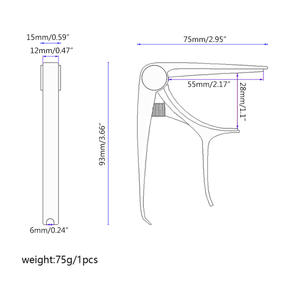 Capo for Gitar, 2 i 1 Sink-legering Tuningsklemme for Elektrisk Gitar Klemmetuner Bronze