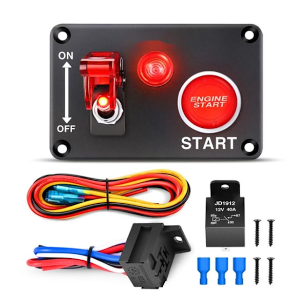 Bekväm pålitlig 12V 40A biltändningsvippströmbrytare Panel Starter Start Stopp-knapp Biltillbehör för lastbil