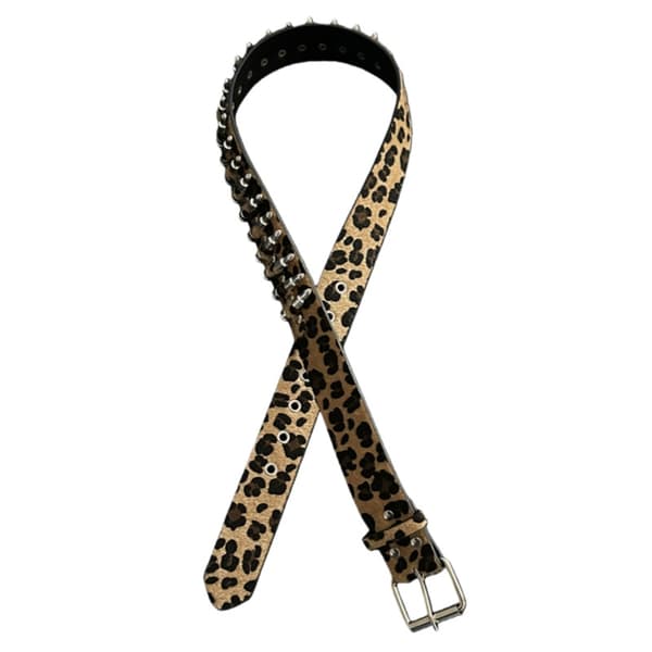 Gotiske spænder dekoreret justerbar sort leopardprint til kvindebukser
